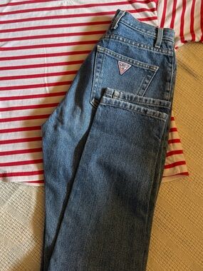 Vintage GUESS Jeans 27 USA High Rise Mom Jeans Triangle Logo 80s 90s